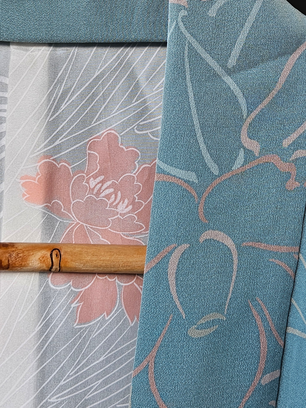 Soft Teal Sakura - Silk Haori Jacket
