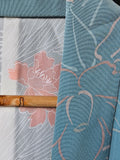 Soft Teal Sakura - Silk Haori Jacket
