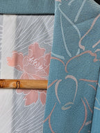 Soft Teal Sakura - Silk Haori Jacket