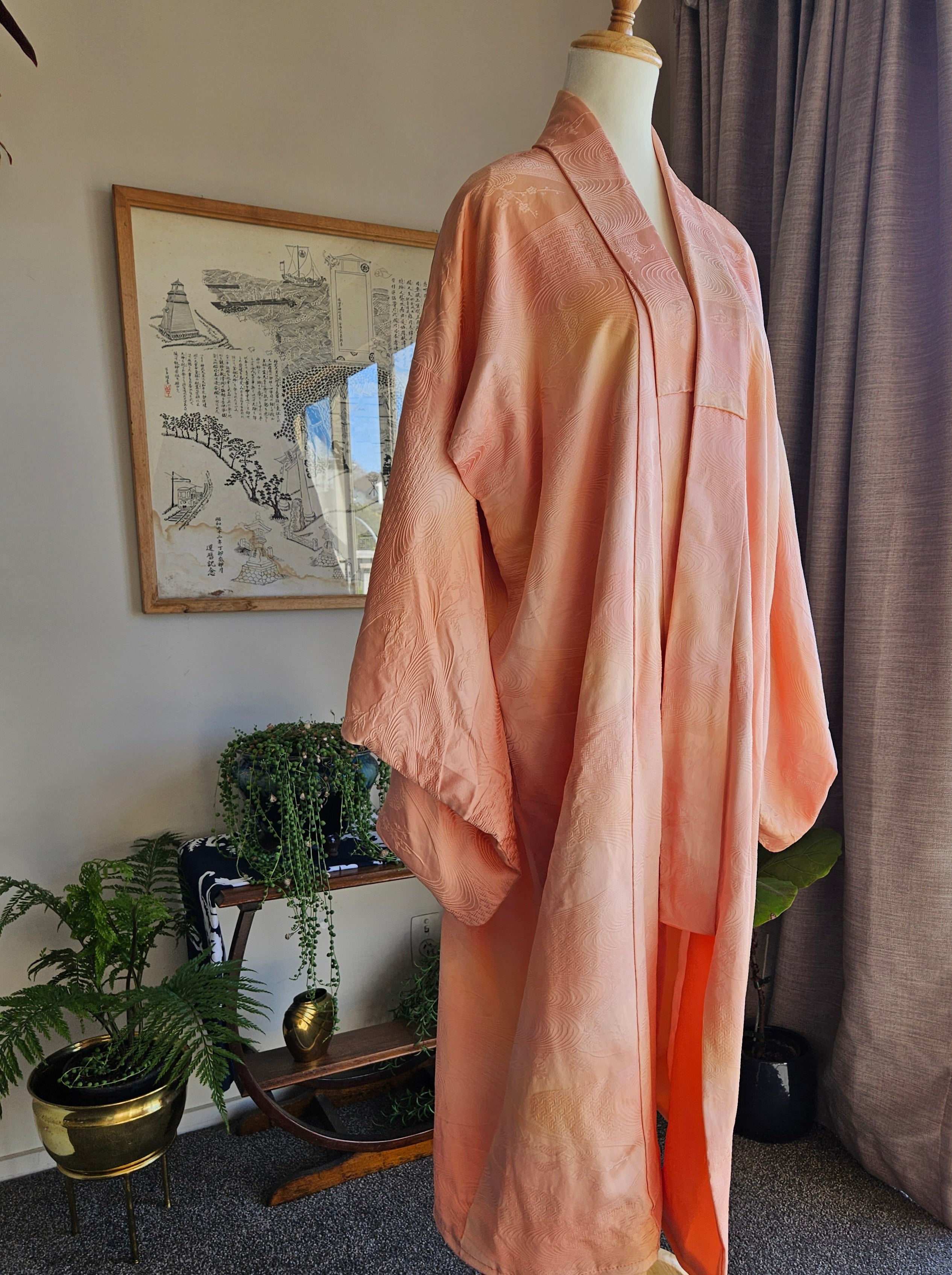 Peach Sunset Wave - Silk Kimono -Updated fit