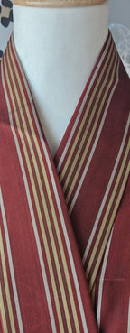 Plum and gold striped - silk Kimono