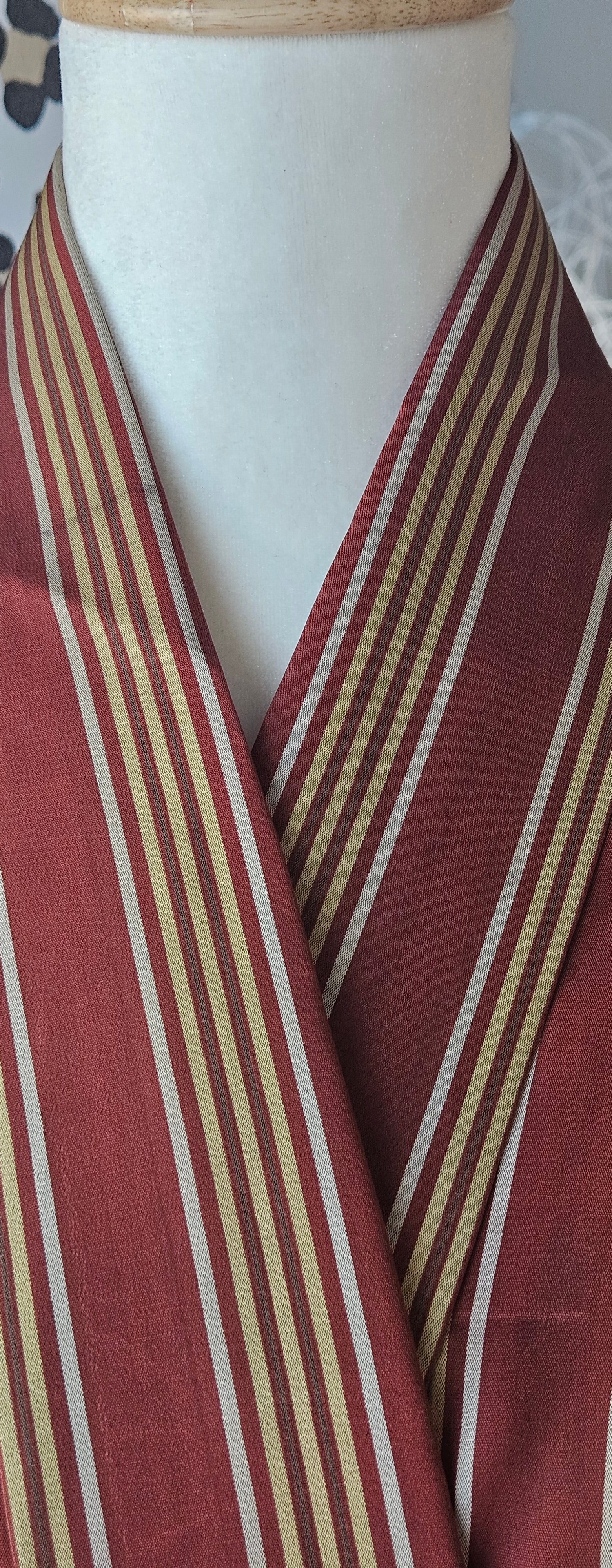 Plum and gold striped - silk Kimono