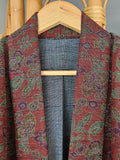 Deep Red Brocade with Floral Motif long Haori - Updated Fit
