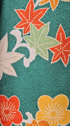 Emerald Autumn leaves - silk Kimono